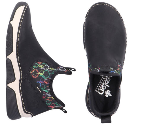 Ghete sport, dama, RIEKER, ANTISTRESS, 45957-00 negru, piele ecologica